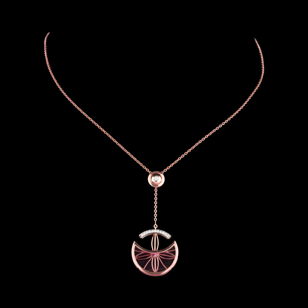 14K Rose Gold Diamond Pendant - 0.141ct VS-SI-GH with Colour Stones