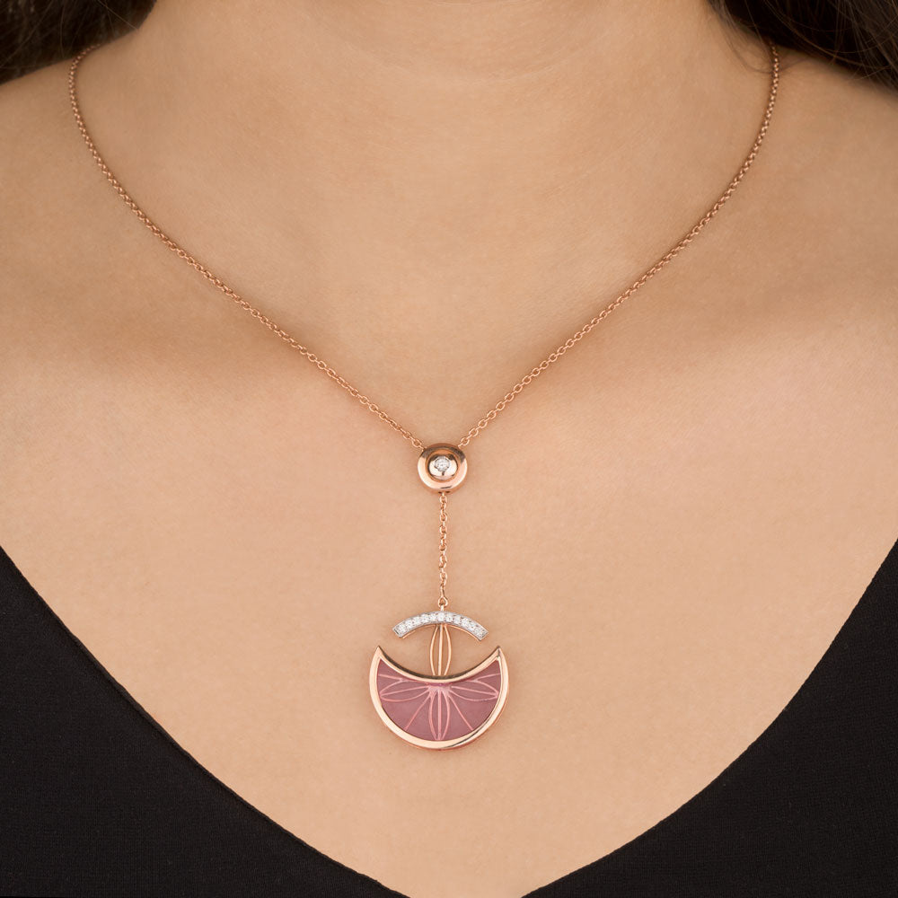 14K Rose Gold Diamond Pendant - 0.141ct VS-SI-GH with Colour Stones