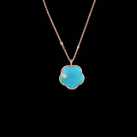 18K Rose Gold Diamond Pendant - 0.046ct VVS-EF with Colour Stones