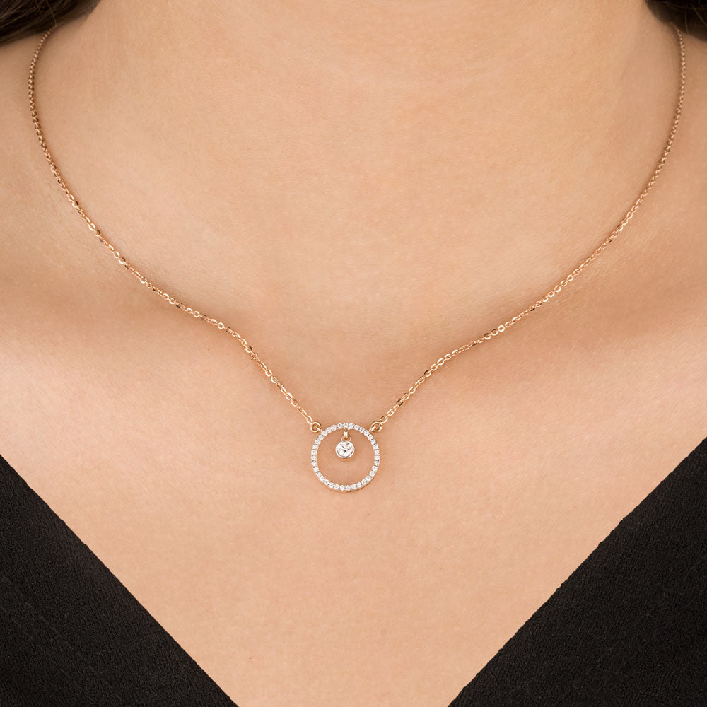 18K Rose Gold Diamond Pendant - 0.175ct VVS-EF