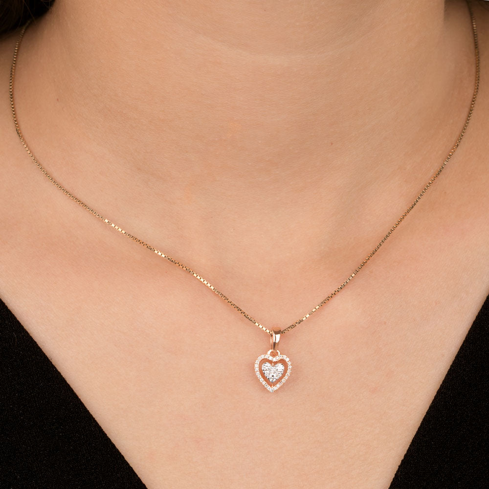 14K Rose Gold Diamond Pendant - 0.17ct VVS-VS-IJ