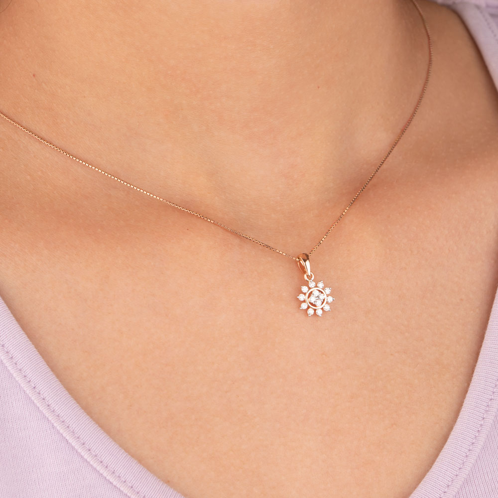 14K Rose Gold Diamond Pendant - 0.23ct SI-GH