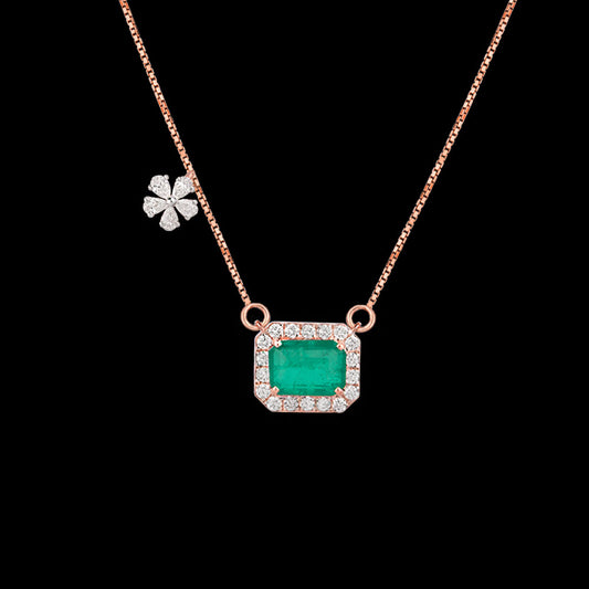 18K Rose Gold Diamond Pendant - 0.31ct VVS-EF with Colour Stones