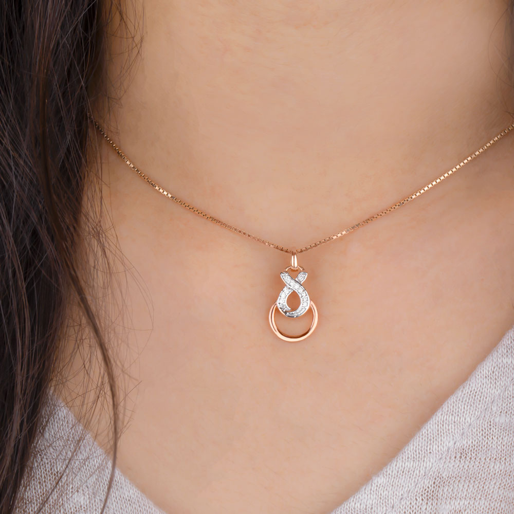 14K Rose Gold Diamond Pendant - 0.06ct SI-HI