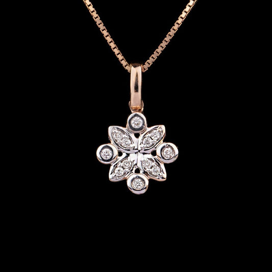 14K Rose Gold Diamond Pendant - 0.08ct SI-GH
