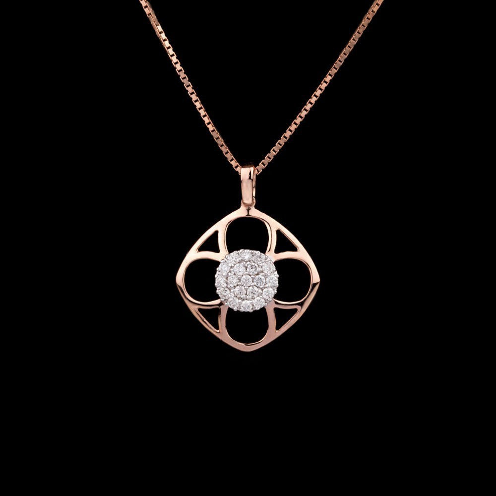 14K Rose Gold Diamond Pendant - 0.25ct SI-GH