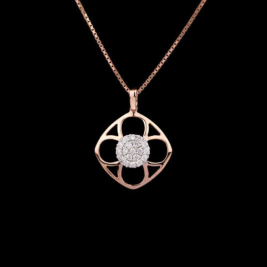 14K Rose Gold Diamond Pendant - 0.25ct SI-GH