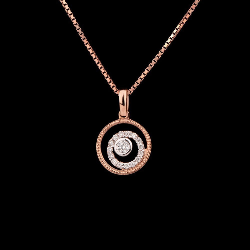14K Rose Gold Diamond Pendant - 0.14ct SI-GH