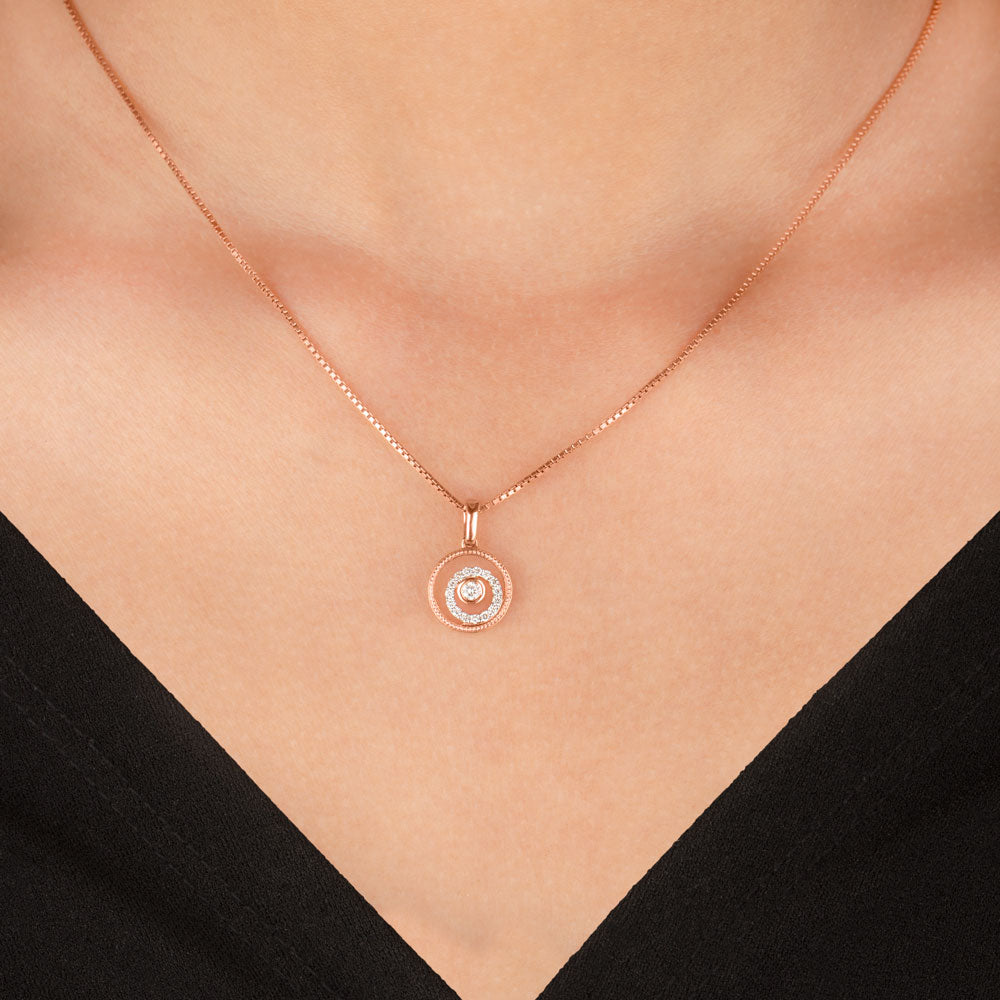 14K Rose Gold Diamond Pendant - 0.14ct SI-GH