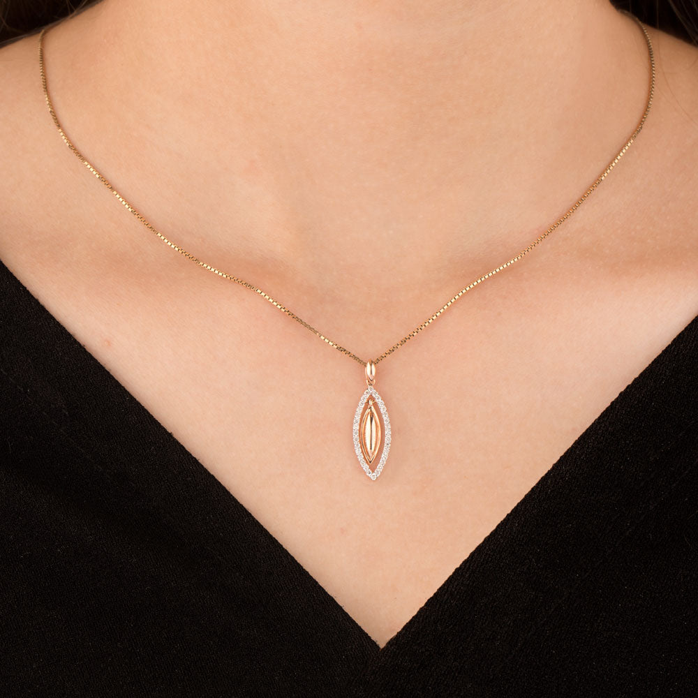 14K Rose Gold Diamond Pendant - 0.22ct SI-GH
