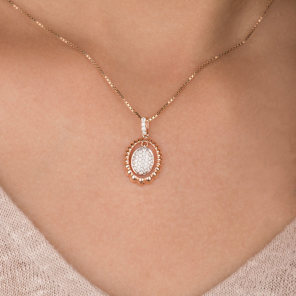 14K Rose Gold Diamond Pendant - 0.24ct SI-GH