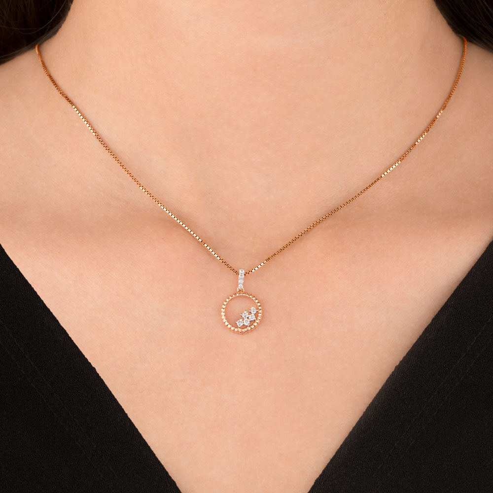 14K Rose Gold Diamond Pendant - 0.13ct SI-GH