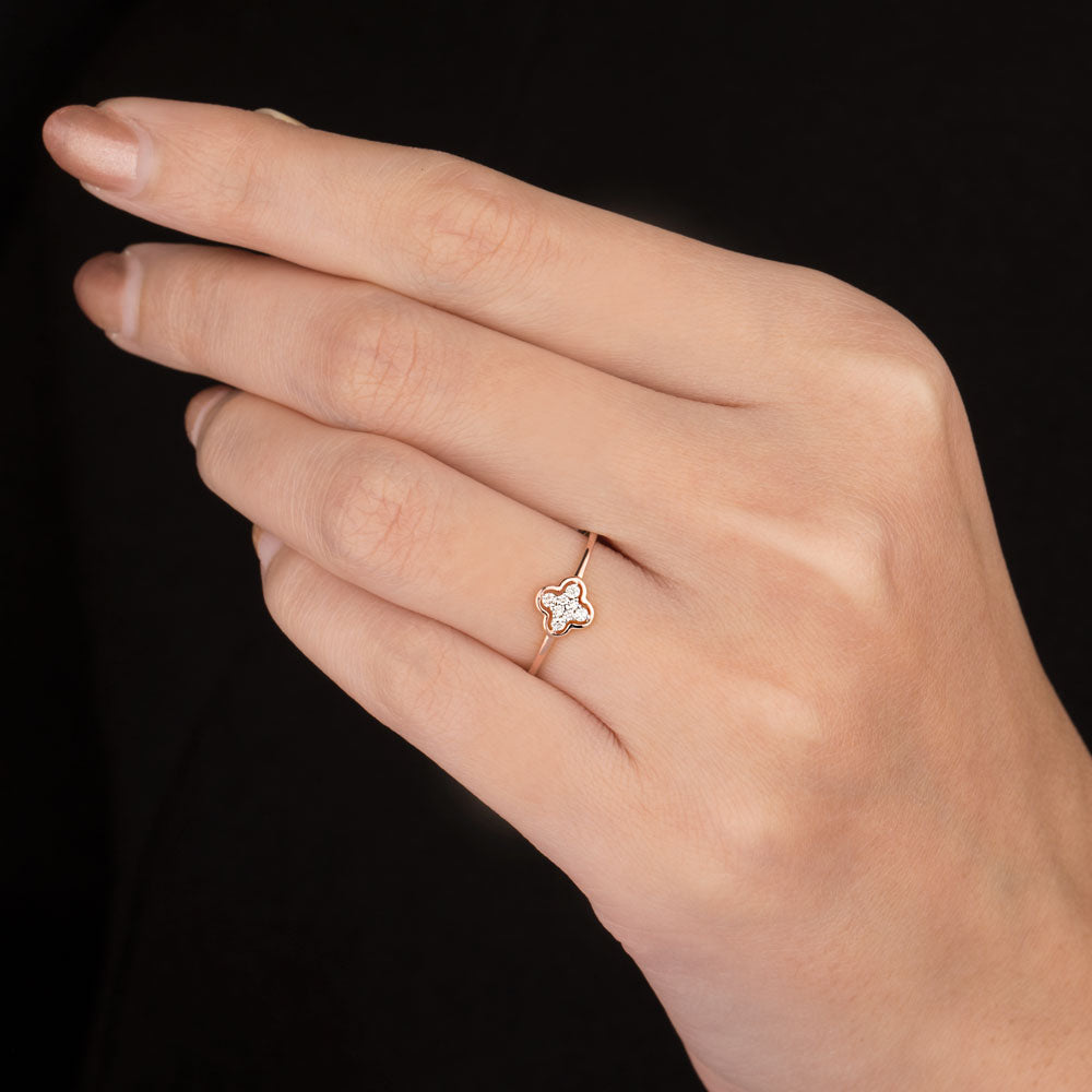 18K Rose Gold Diamond Ring - 0.052ct VS-SI-HI