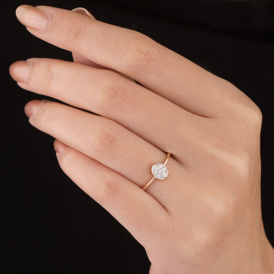 18K Rose Gold Diamond Ring - 0.093ct VVS-VS-EF