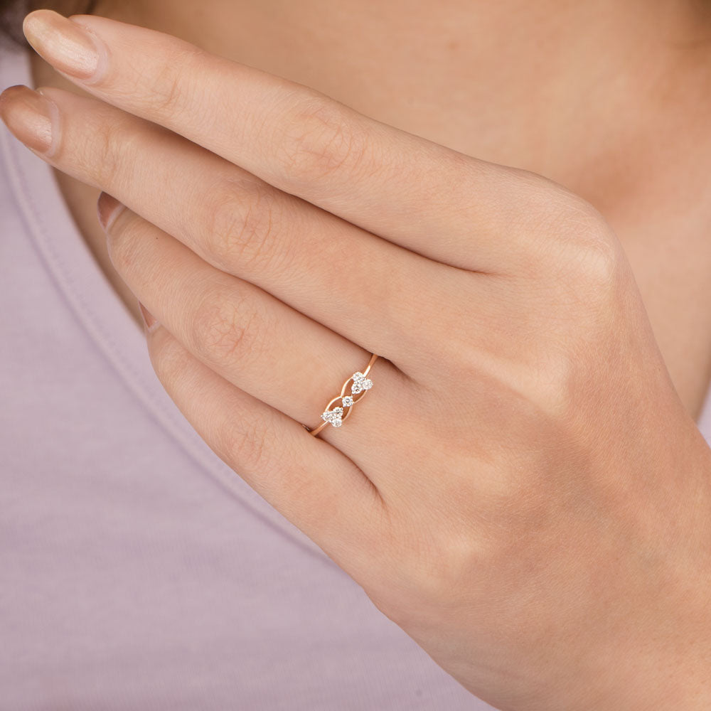 18K Rose Gold Diamond Ring - 0.071ct VS-HI