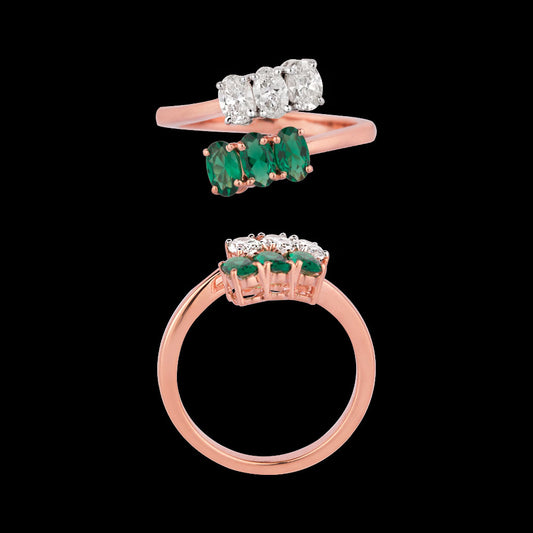 18K Rose Gold Diamond Ring - 0.415ct SI-HI with Colour Stones
