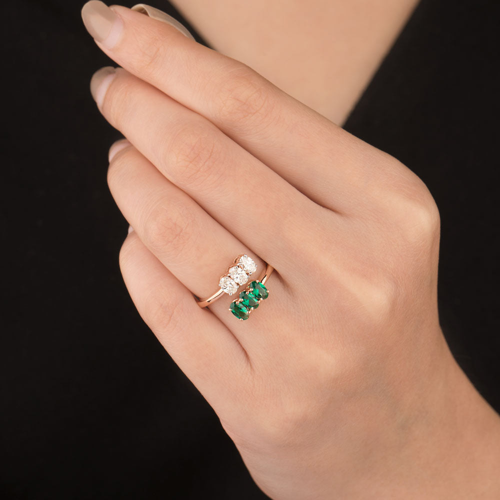 18K Rose Gold Diamond Ring - 0.415ct SI-HI with Colour Stones