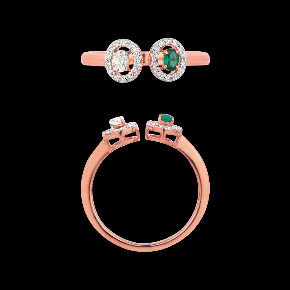 18K Rose Gold Diamond Ring - 0.241ct SI-HI with Colour Stones