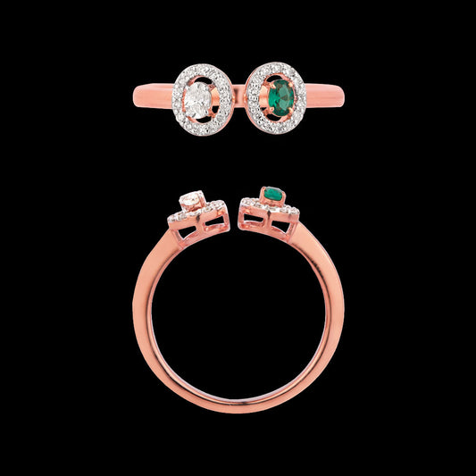 18K Rose Gold Diamond Ring - 0.241ct SI-HI with Colour Stones