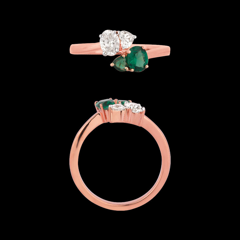 18K Rose Gold Diamond Ring - 0.434ct VS-SI-GH with Colour Stones