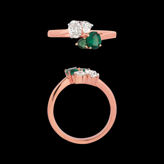 18K Rose Gold Diamond Ring - 0.434ct VS-SI-GH with Colour Stones