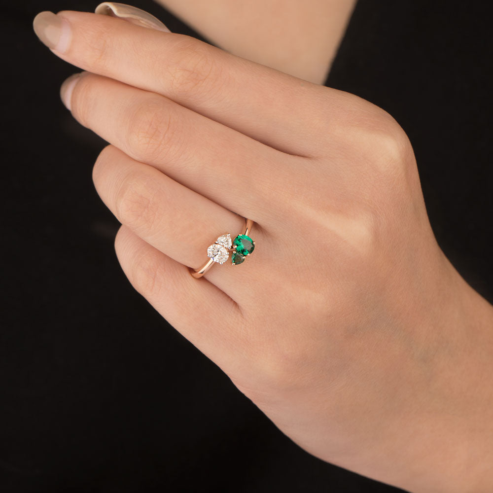 18K Rose Gold Diamond Ring - 0.434ct VS-SI-GH with Colour Stones