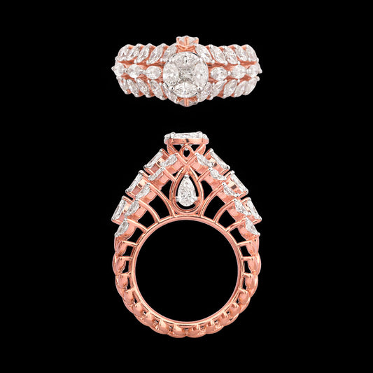 18K Rose Gold Diamond Ring - 2.951ct VS-SI-GH