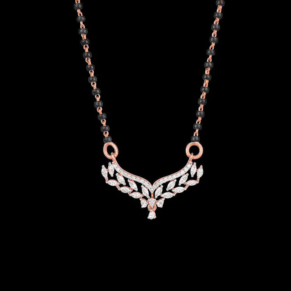18K Rose Gold Diamond Mangalsutra Tanmaniya - 0.611ct VVS-EF