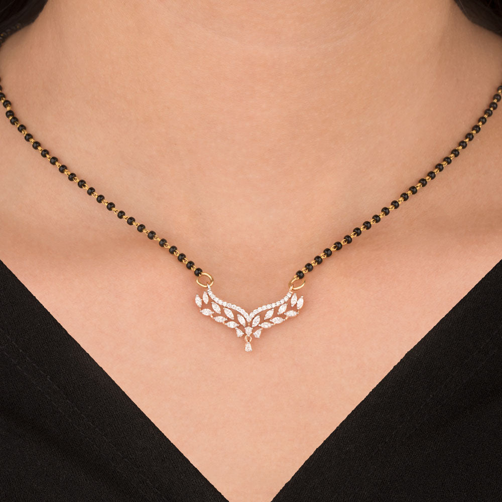 18K Rose Gold Diamond Mangalsutra Tanmaniya - 0.611ct VVS-EF