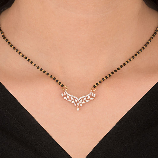 18K Rose Gold Diamond Mangalsutra Tanmaniya - 0.611ct VVS-EF