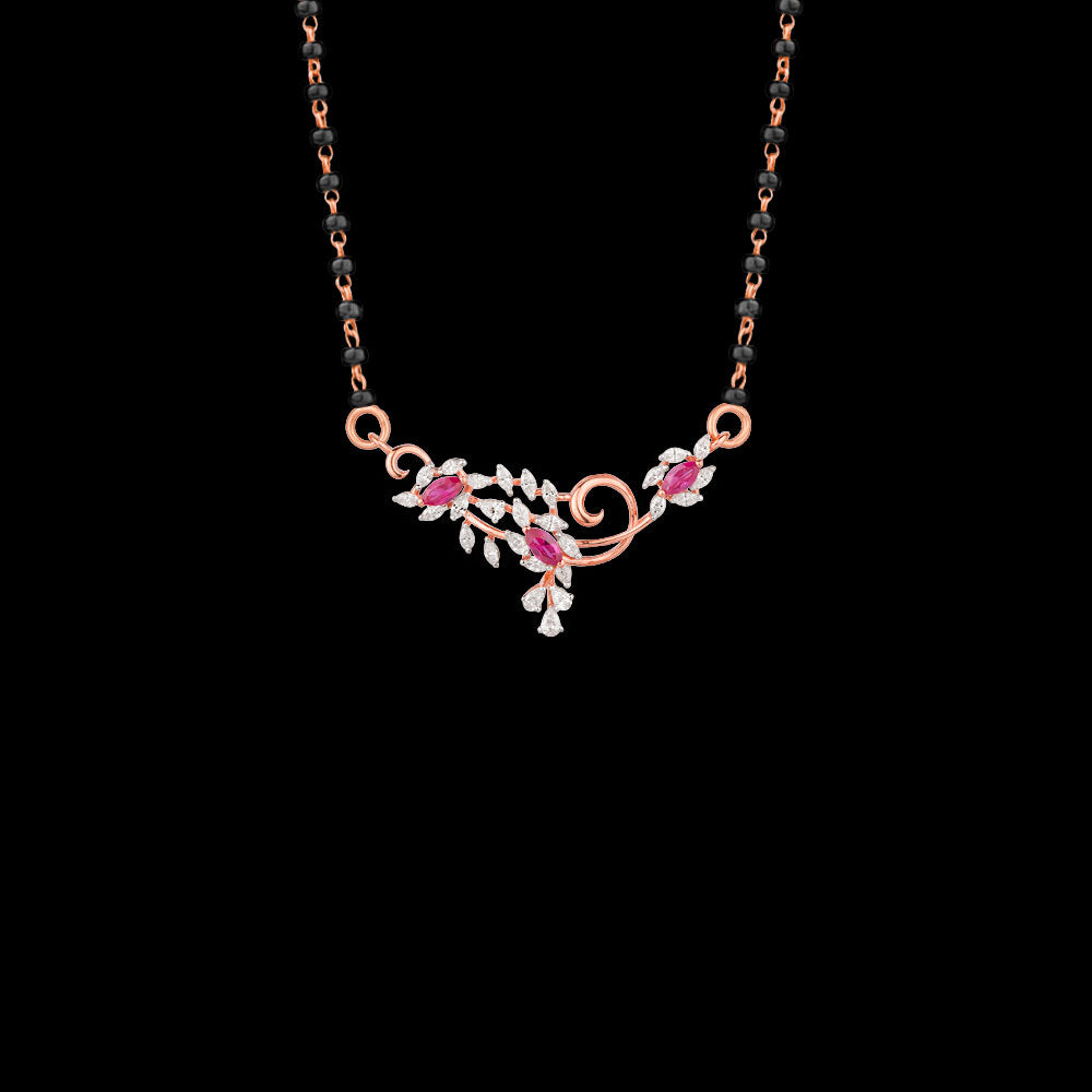 18K Rose Gold Diamond Tanmaniya - 0.68ct VVS-EF with Colour Stones