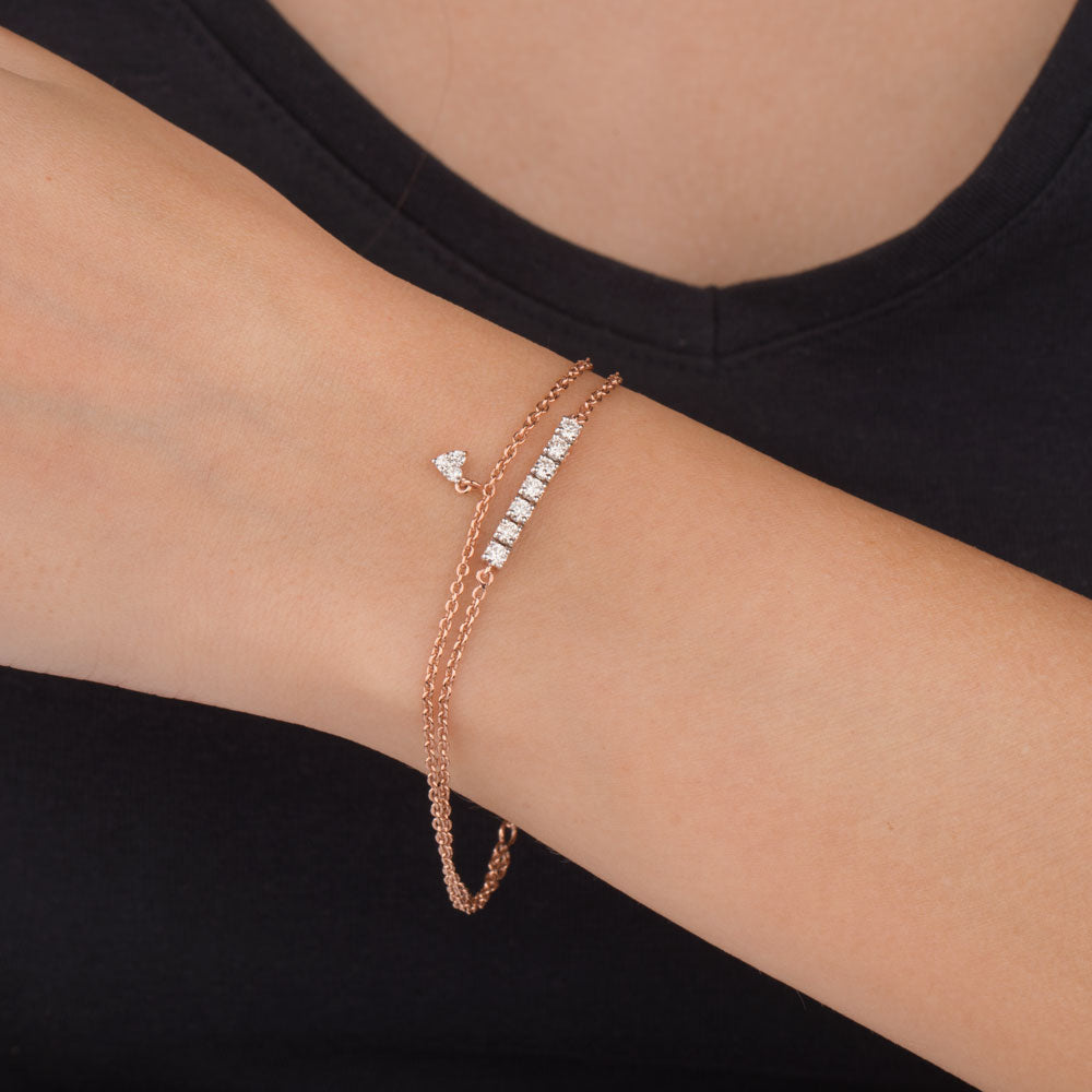 14K Rose Gold Diamond Bracelet - 0.465ct VVS-VS-GH