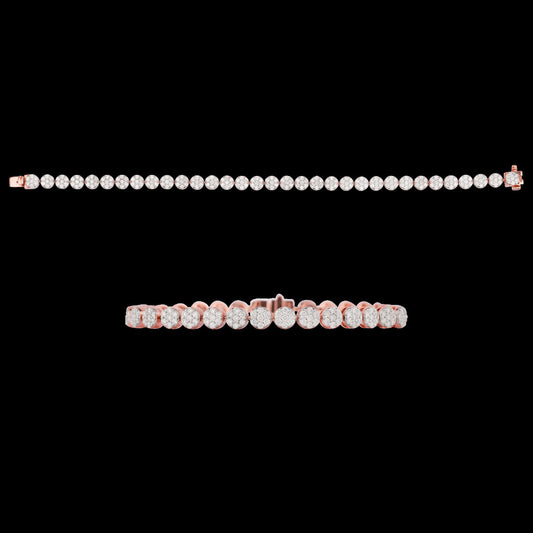 14K Rose Gold Diamond Bracelet - 3.11ct VVS-VS-GH