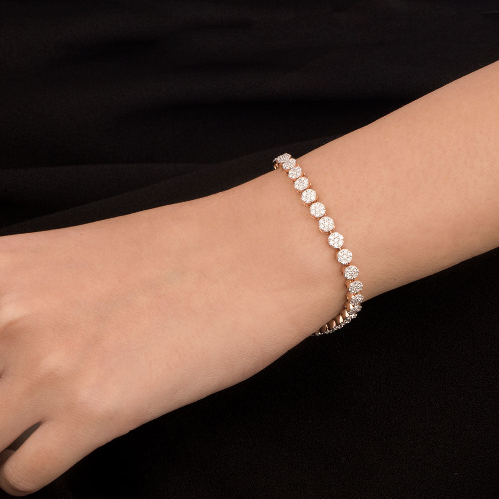 14K Rose Gold Diamond Bracelet - 3.11ct VVS-VS-GH