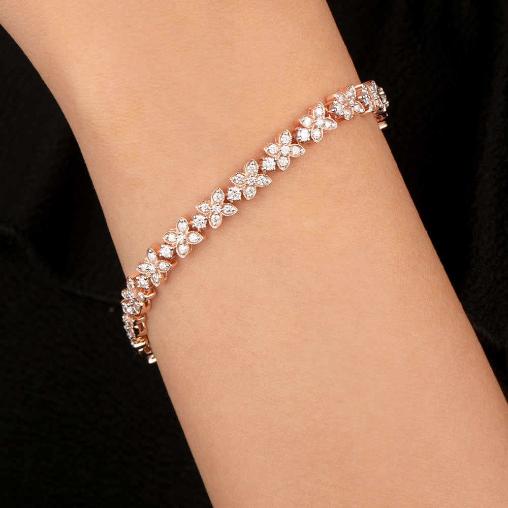 14K Rose Gold Diamond Bracelet - 2.58ct VVS-VS-GH
