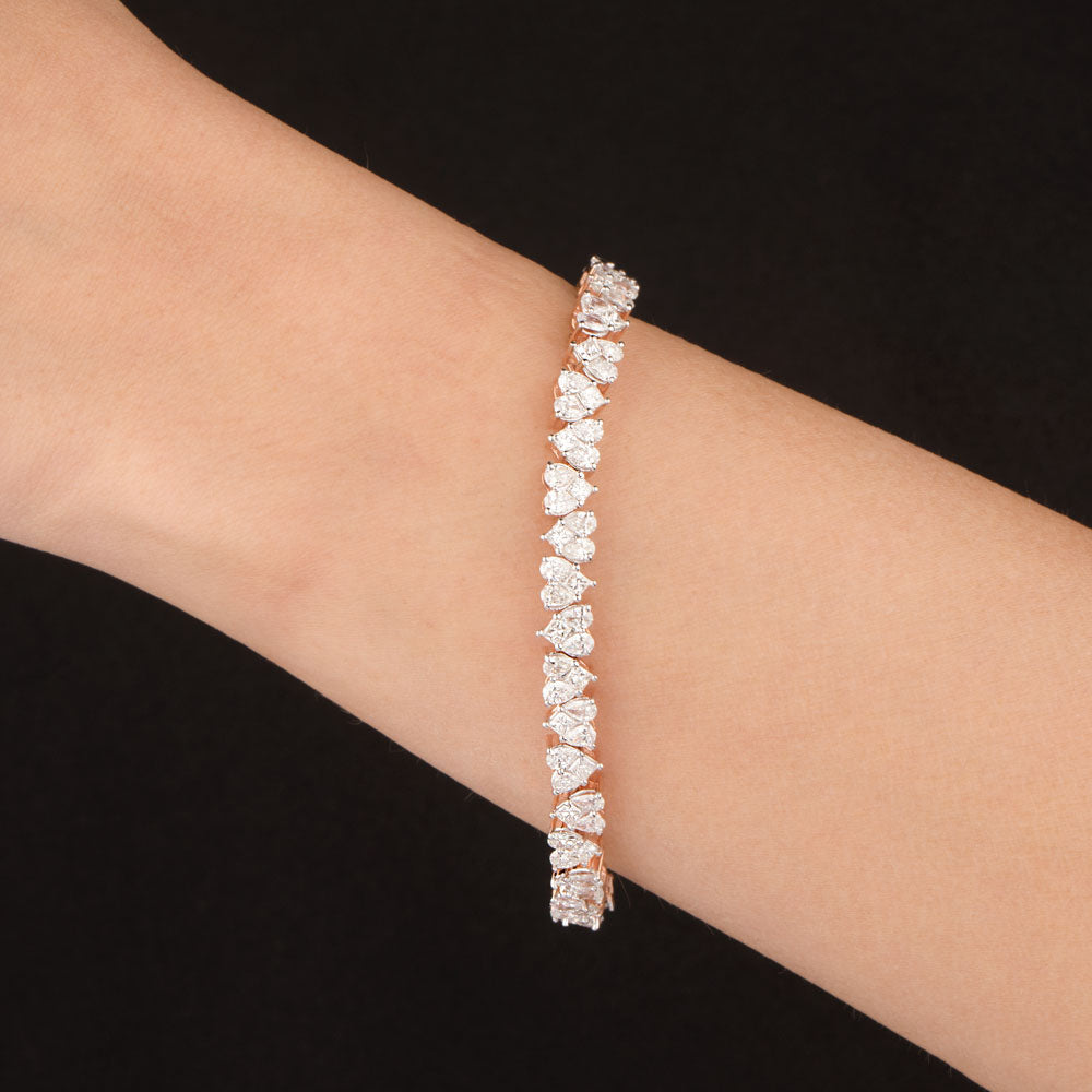 14K Rose Gold Diamond Bracelet - 6.95ct VS-SI-FG
