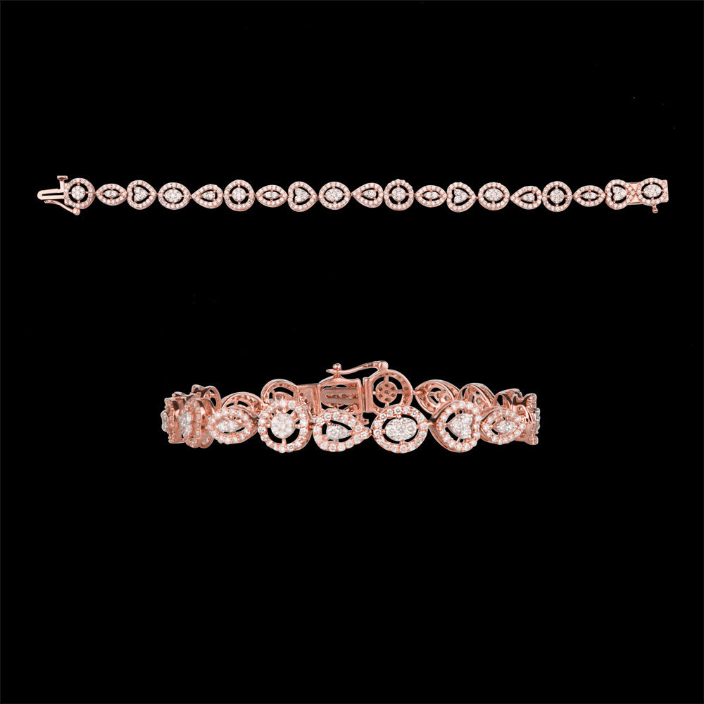 14K Rose Gold Diamond Bracelet - 3.27ct VVS-VS-HI