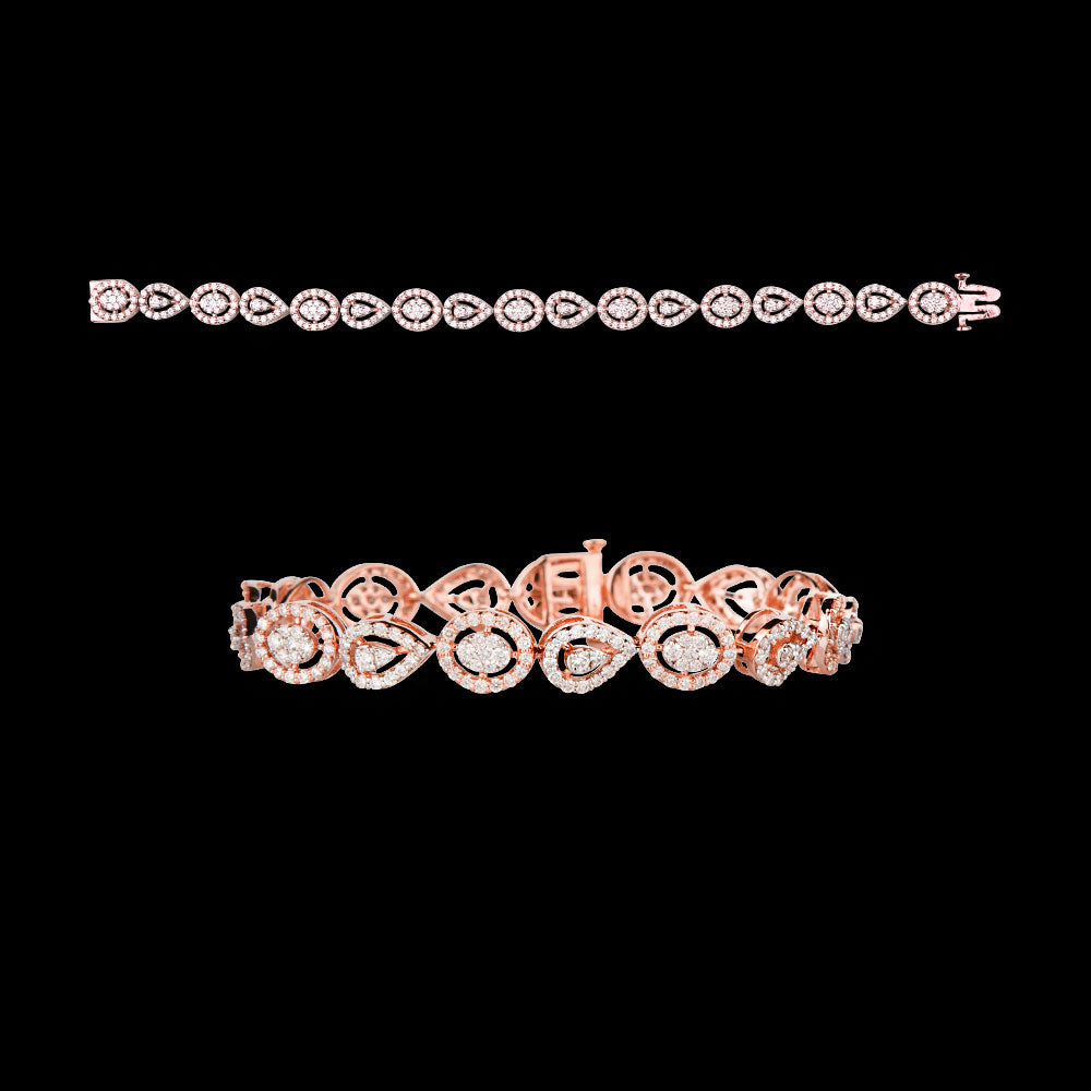 14K Rose Gold Diamond Bracelet - 3.66ct VVS-VS-HI