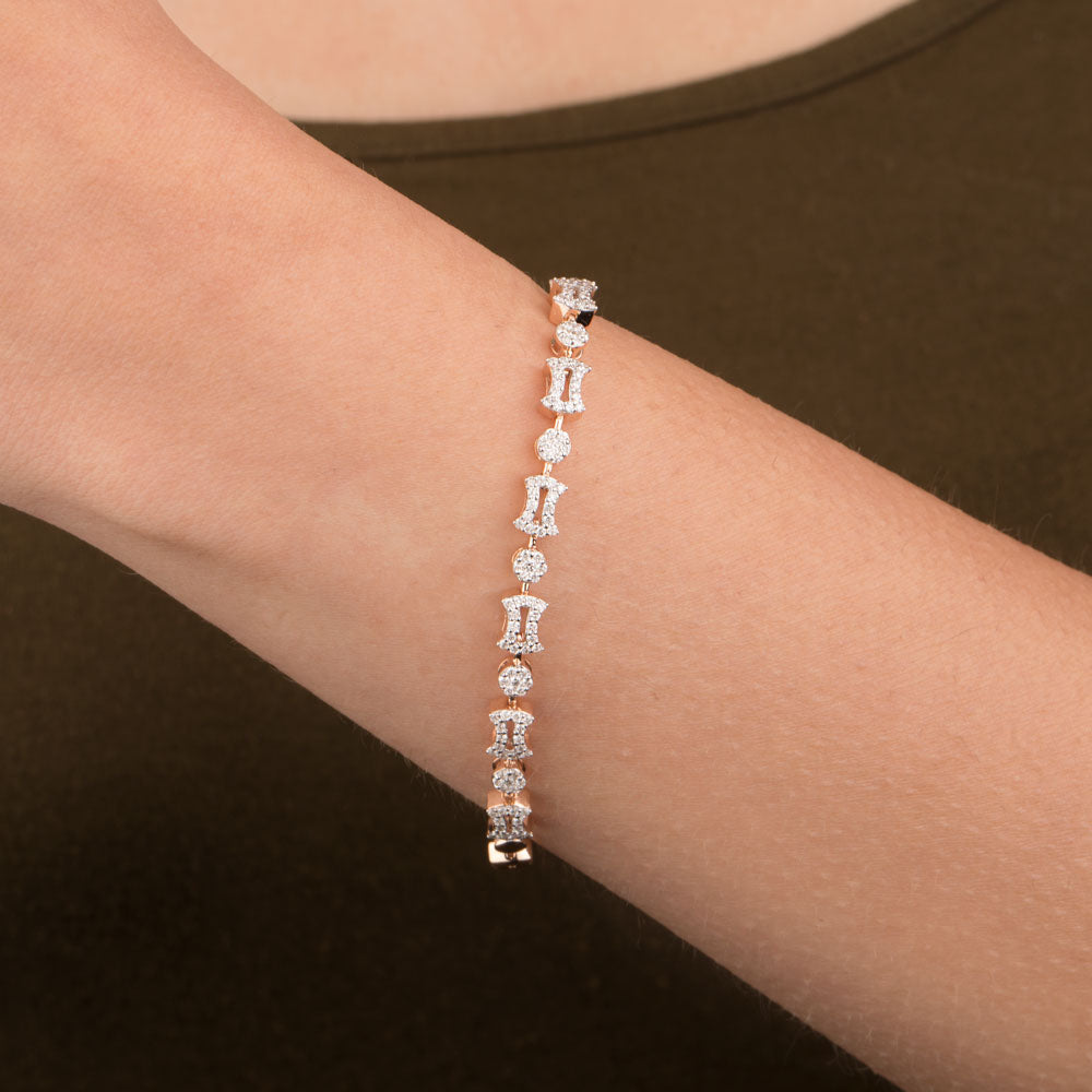 14K Rose Gold Diamond Bracelet - 1ct VVS-VS-HI