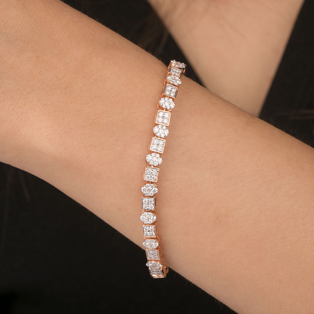 18K Rose Gold Diamond Bracelet - 1.4ct VVS-VS-GH