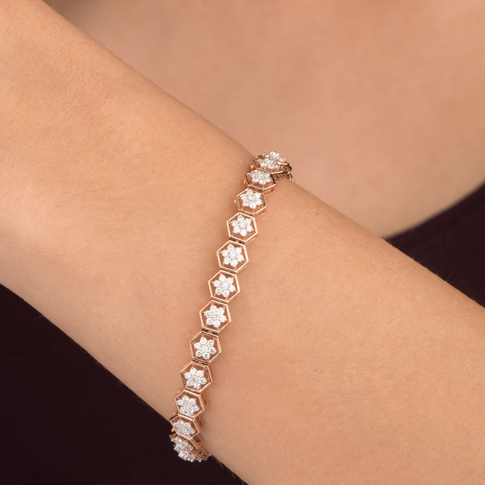 18K Rose Gold Diamond Bracelet - 1.181ct VVS-VS-EF