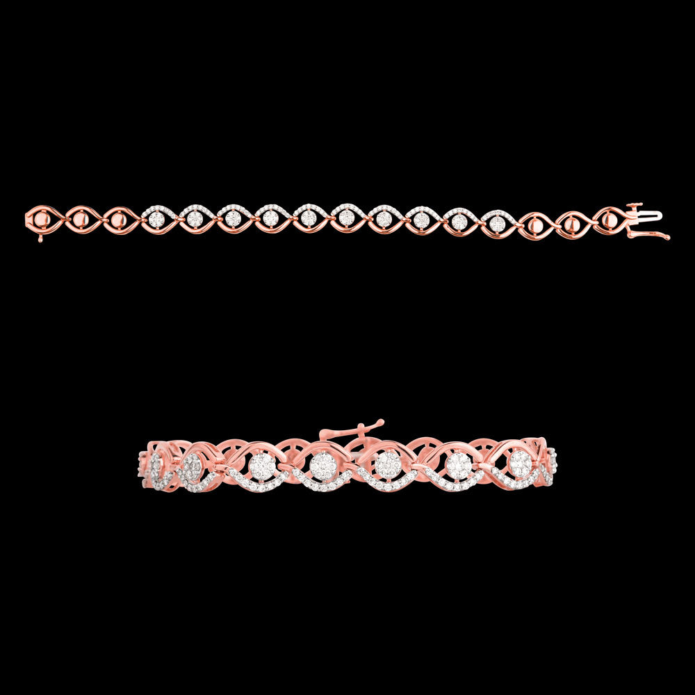 14K Rose Gold Diamond Bracelet - 1.18ct VVS-VS-GH