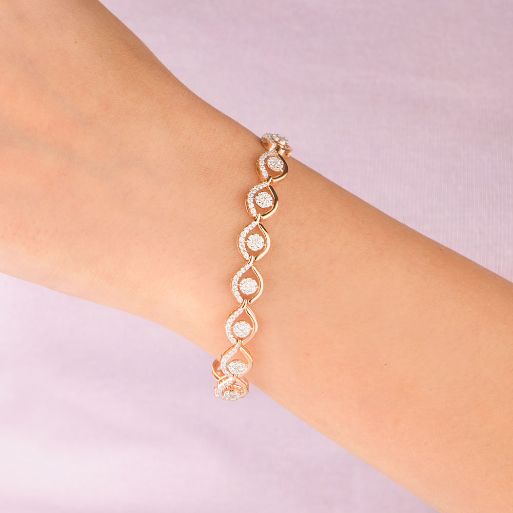 14K Rose Gold Diamond Bracelet - 1.18ct VVS-VS-GH