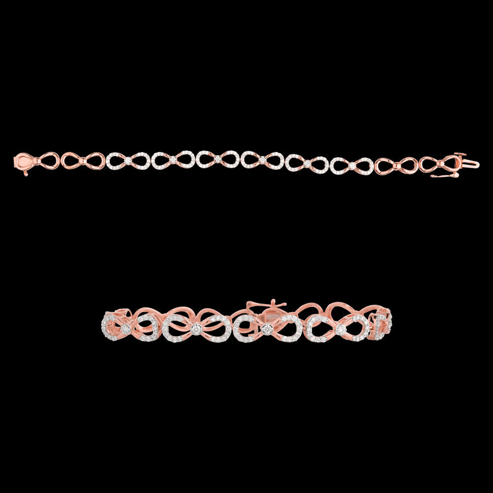 14K Rose Gold Diamond Bracelet - 0.89ct VVS-VS-GH