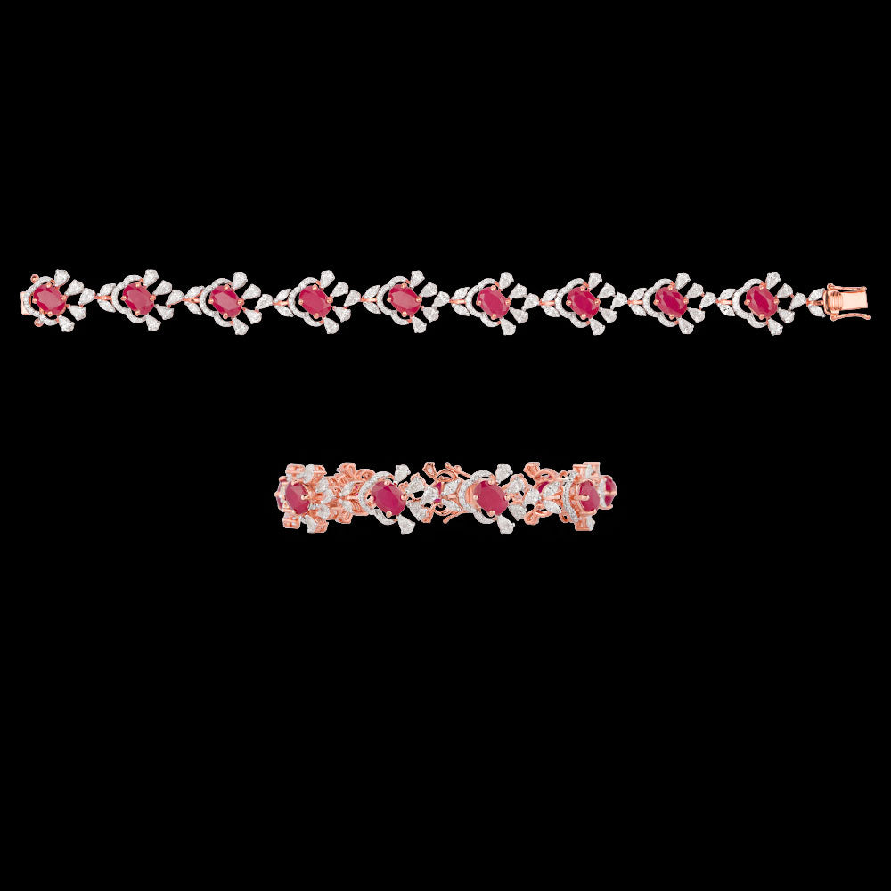 18K Rose Gold Diamond Bracelet - 4.204ct VVS-FG with Colour Stones
