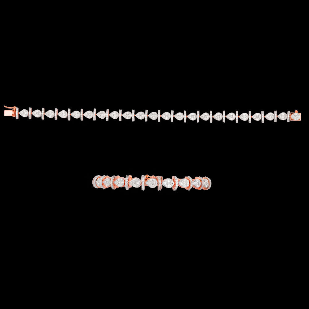 18K Rose Gold Diamond Bracelet - 4.072ct VVS-FG