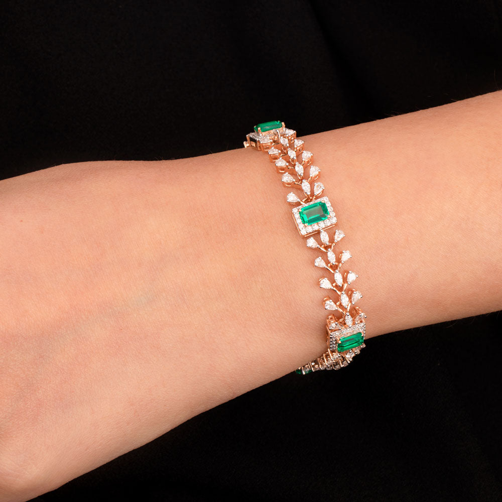 18K Rose Gold Diamond Bracelet - 3.741ct VVS-FG with Colour Stones
