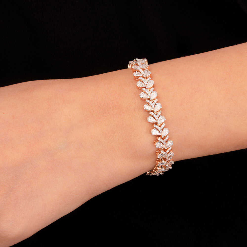18K Rose Gold Diamond Bracelet - 7.391ct VS-SI-EF