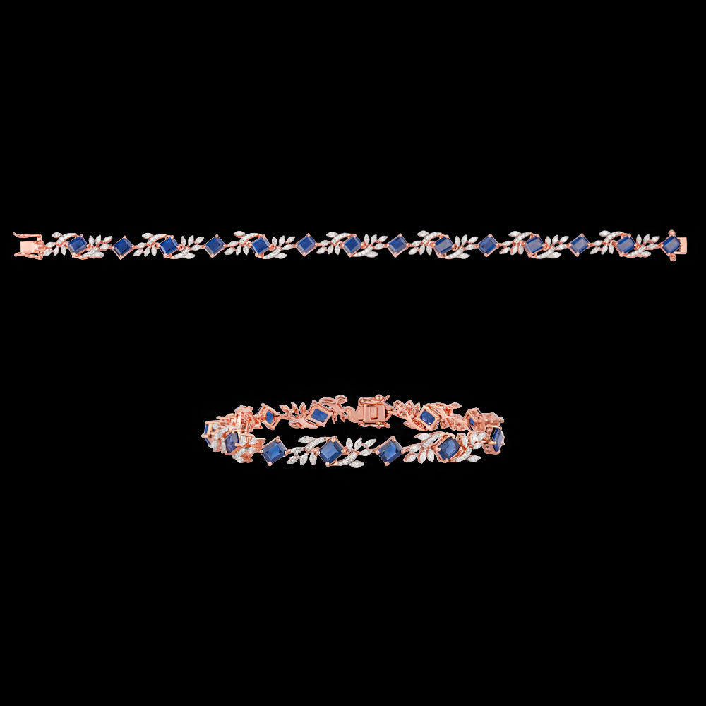 18K Rose Gold Diamond Bracelet - 1.614ct VVS-EF with Colour Stones