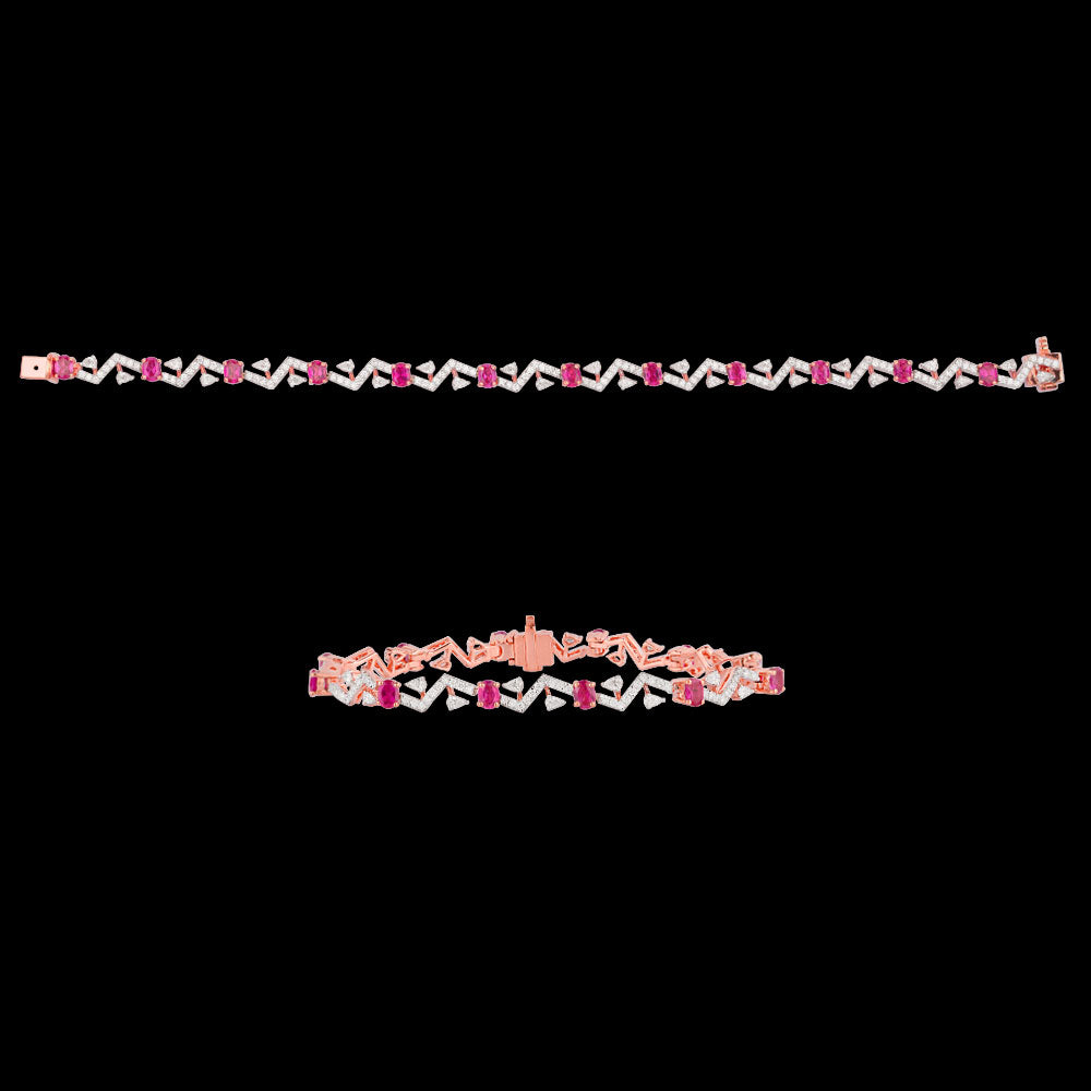18K Rose Gold Diamond Bracelet - 1.418ct VVS-EF with Colour Stones